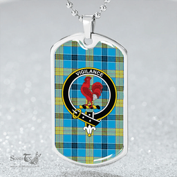 ScottishPlaid Laing (Lang) Modern Clan Tartan Dog Tag Necklace - Crest Classic Scottish Plaid Tartan Plaid