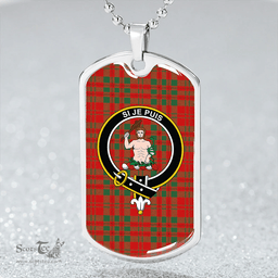 ScottishPlaid Livingstone Modern Clan Tartan Dog Tag Necklace - Crest Classic Scottish Plaid Tartan Plaid