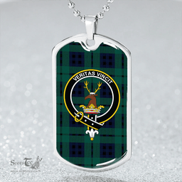ScottishPlaid Keith (Marshall) Modern Clan Tartan Dog Tag Necklace - Crest Classic Scottish Plaid Tartan Plaid