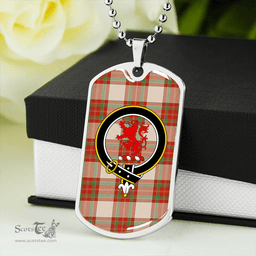 ScottishPlaid MacBrair Dress Weathered Clan Tartan Dog Tag Necklace - Crest Classic Scottish Plaid Tartan Plaid