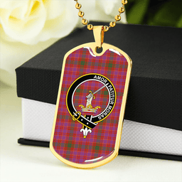 ScottishPlaid Lumsden of Clova Ancient Clan Tartan Dog Tag Necklace - Crest Classic Scottish Plaid Tartan Plaid
