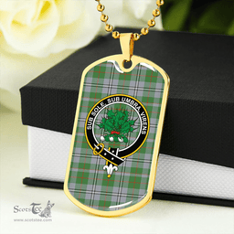 ScottishPlaid Irvine of Glentulchan Modern Clan Tartan Dog Tag Necklace - Crest Classic Scottish Plaid Tartan Plaid