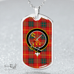 ScottishPlaid Kirk Modern Clan Tartan Dog Tag Necklace - Crest Classic Scottish Plaid Tartan Plaid