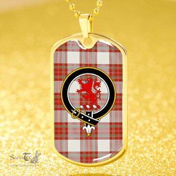 ScottishPlaid MacBrair Dress #2 Ancient Clan Tartan Dog Tag Necklace - Crest Classic Scottish Plaid Tartan Plaid