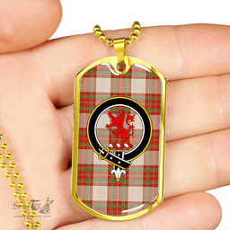 ScottishPlaid MacBrair Dress Weathered Clan Tartan Dog Tag Necklace - Crest Classic Scottish Plaid Tartan Plaid