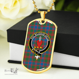 ScottishPlaid Logan #5 Ancient Clan Tartan Dog Tag Necklace - Crest Classic Scottish Plaid Tartan Plaid