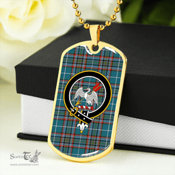 ScottishPlaid Gammell Dress Ancient Clan Tartan Dog Tag Necklace - Crest Classic Scottish Plaid Tartan Plaid