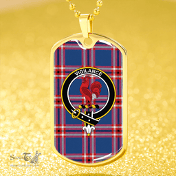 ScottishPlaid Laing of Archiestown (Lang of Archiestown) Modern Clan Tartan Dog Tag Necklace - Crest Classic Scottish Plaid Tartan Plaid
