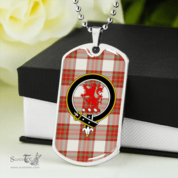 ScottishPlaid MacBrair Dress #2 Ancient Clan Tartan Dog Tag Necklace - Crest Classic Scottish Plaid Tartan Plaid