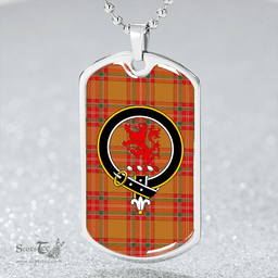 ScottishPlaid MacBrair Modern Clan Tartan Dog Tag Necklace - Crest Classic Scottish Plaid Tartan Plaid