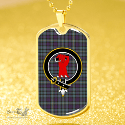ScottishPlaid MacBride Weathered Clan Tartan Dog Tag Necklace - Crest Classic Scottish Plaid Tartan Plaid