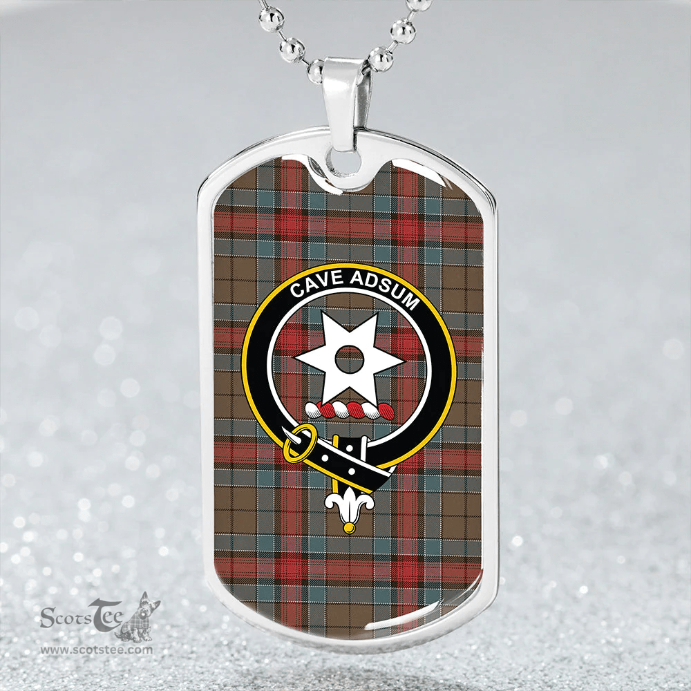 ScottishPlaid Jardine Dress Weathered Clan Tartan Dog Tag Necklace - Crest Classic Scottish Plaid Tartan Plaid