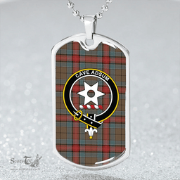 ScottishPlaid Jardine Dress Weathered Clan Tartan Dog Tag Necklace - Crest Classic Scottish Plaid Tartan Plaid