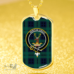 ScottishPlaid Keith (Marshall) Modern Clan Tartan Dog Tag Necklace - Crest Classic Scottish Plaid Tartan Plaid