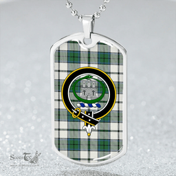ScottishPlaid Innes Green Dress Modern Clan Tartan Dog Tag Necklace - Crest Classic Scottish Plaid Tartan Plaid