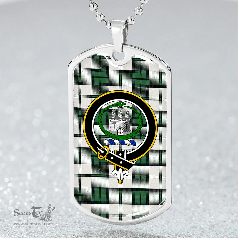 ScottishPlaid Innes Green Dress Weathered Clan Tartan Dog Tag Necklace - Crest Classic Scottish Plaid Tartan Plaid