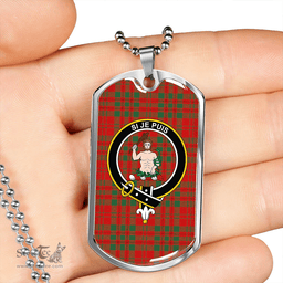 ScottishPlaid Livingstone Modern Clan Tartan Dog Tag Necklace - Crest Classic Scottish Plaid Tartan Plaid