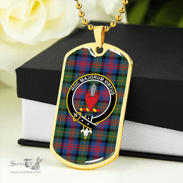 ScottishPlaid Logan Modern Clan Tartan Dog Tag Necklace - Crest Classic Scottish Plaid Tartan Plaid