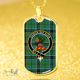 ScottishPlaid MacAlpine Ancient Clan Tartan Dog Tag Necklace - Crest Classic Scottish Plaid Tartan Plaid