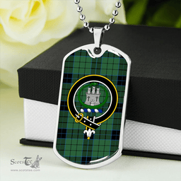 ScottishPlaid Innes (Georgina) Weathered Clan Tartan Dog Tag Necklace - Crest Classic Scottish Plaid Tartan Plaid