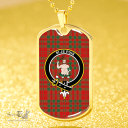 ScottishPlaid Livingstone Modern Clan Tartan Dog Tag Necklace - Crest Classic Scottish Plaid Tartan Plaid