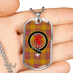 ScottishPlaid MacBrair Weathered Clan Tartan Dog Tag Necklace - Crest Classic Scottish Plaid Tartan Plaid