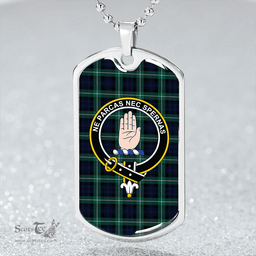 ScottishPlaid Lamont (MacLamont) Modern Clan Tartan Dog Tag Necklace - Crest Classic Scottish Plaid Tartan Plaid