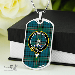 ScottishPlaid Kirkpatrick Clan Tartan Dog Tag Necklace - Crest Classic Scottish Plaid Tartan Plaid