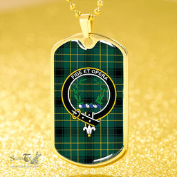 ScottishPlaid MacArthur 1815 #2 Modern Clan Tartan Dog Tag Necklace - Crest Classic Scottish Plaid Tartan Plaid