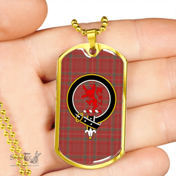 ScottishPlaid MacBrair #2 Weathered Clan Tartan Dog Tag Necklace - Crest Classic Scottish Plaid Tartan Plaid