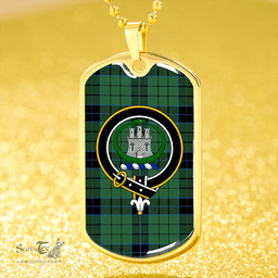 ScottishPlaid Innes (Georgina) Weathered Clan Tartan Dog Tag Necklace - Crest Classic Scottish Plaid Tartan Plaid