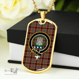 ScottishPlaid Innes of Cowie Weathered Clan Tartan Dog Tag Necklace - Crest Classic Scottish Plaid Tartan Plaid