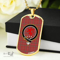 ScottishPlaid MacBrair #2 Weathered Clan Tartan Dog Tag Necklace - Crest Classic Scottish Plaid Tartan Plaid