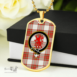 ScottishPlaid MacBrair Dress #2 Ancient Clan Tartan Dog Tag Necklace - Crest Classic Scottish Plaid Tartan Plaid