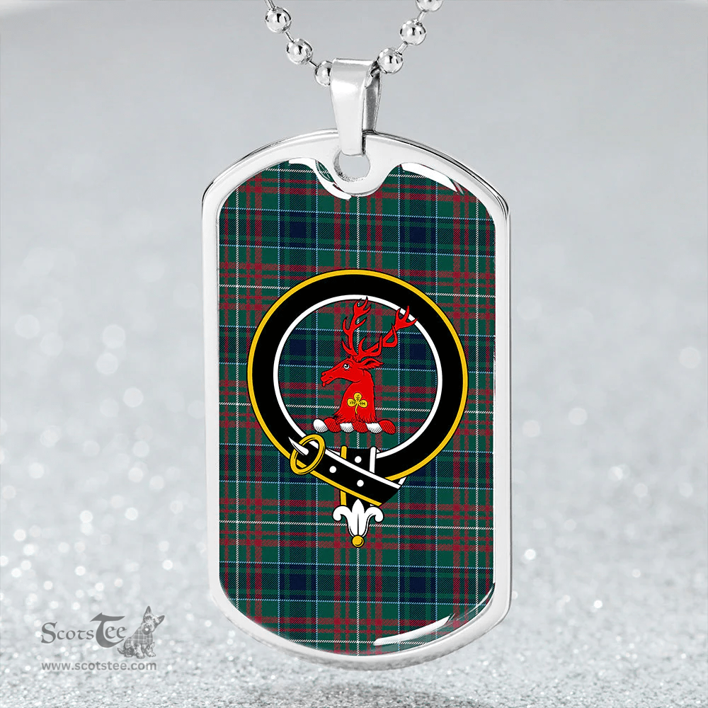 ScottishPlaid MacConnell Modern Clan Tartan Dog Tag Necklace - Crest Classic Scottish Plaid Tartan Plaid