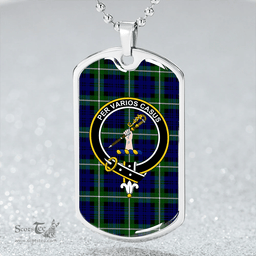 ScottishPlaid Lammie Clan Tartan Dog Tag Necklace - Crest Classic Scottish Plaid Tartan Plaid