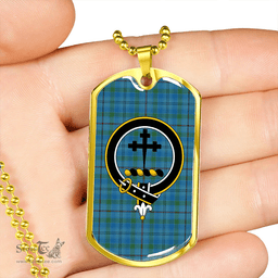 ScottishPlaid Leith District Ancient Clan Tartan Dog Tag Necklace - Crest Classic Scottish Plaid Tartan Plaid