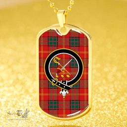ScottishPlaid Kirk Modern Clan Tartan Dog Tag Necklace - Crest Classic Scottish Plaid Tartan Plaid