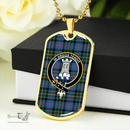 ScottishPlaid MacCallum of Berwick Ancient Clan Tartan Dog Tag Necklace - Crest Classic Scottish Plaid Tartan Plaid