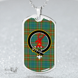 ScottishPlaid MacConnell Ancient Clan Tartan Dog Tag Necklace - Crest Classic Scottish Plaid Tartan Plaid