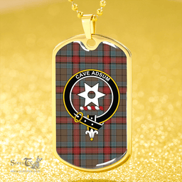 ScottishPlaid Jardine Dress Weathered Clan Tartan Dog Tag Necklace - Crest Classic Scottish Plaid Tartan Plaid