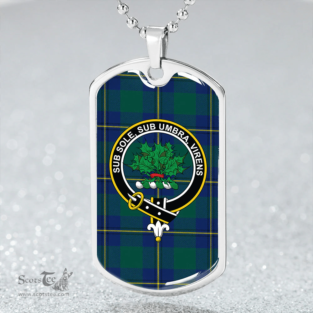 ScottishPlaid Irvine of Bonshaw Modern Clan Tartan Dog Tag Necklace - Crest Classic Scottish Plaid Tartan Plaid