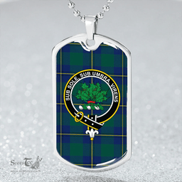 ScottishPlaid Irvine of Bonshaw Modern Clan Tartan Dog Tag Necklace - Crest Classic Scottish Plaid Tartan Plaid