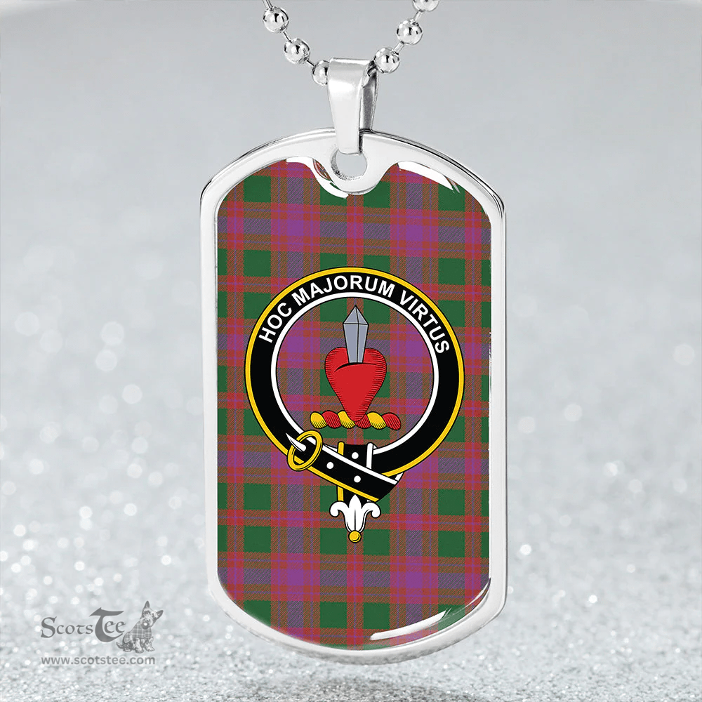 ScottishPlaid Logan Light Ancient Clan Tartan Dog Tag Necklace - Crest Classic Scottish Plaid Tartan Plaid