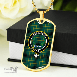 ScottishPlaid MacArthur 1815 #2 Modern Clan Tartan Dog Tag Necklace - Crest Classic Scottish Plaid Tartan Plaid