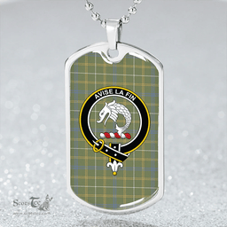 ScottishPlaid Kennedy Irish Weathered Clan Tartan Dog Tag Necklace - Crest Classic Scottish Plaid Tartan Plaid