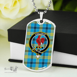 ScottishPlaid Laing (Lang) Modern Clan Tartan Dog Tag Necklace - Crest Classic Scottish Plaid Tartan Plaid