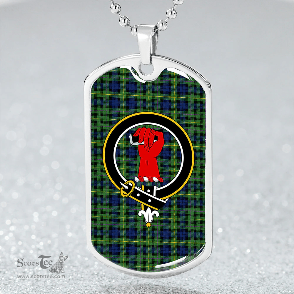 ScottishPlaid MacBride Modern Clan Tartan Dog Tag Necklace - Crest Classic Scottish Plaid Tartan Plaid