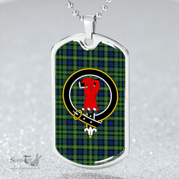 ScottishPlaid MacBride Modern Clan Tartan Dog Tag Necklace - Crest Classic Scottish Plaid Tartan Plaid