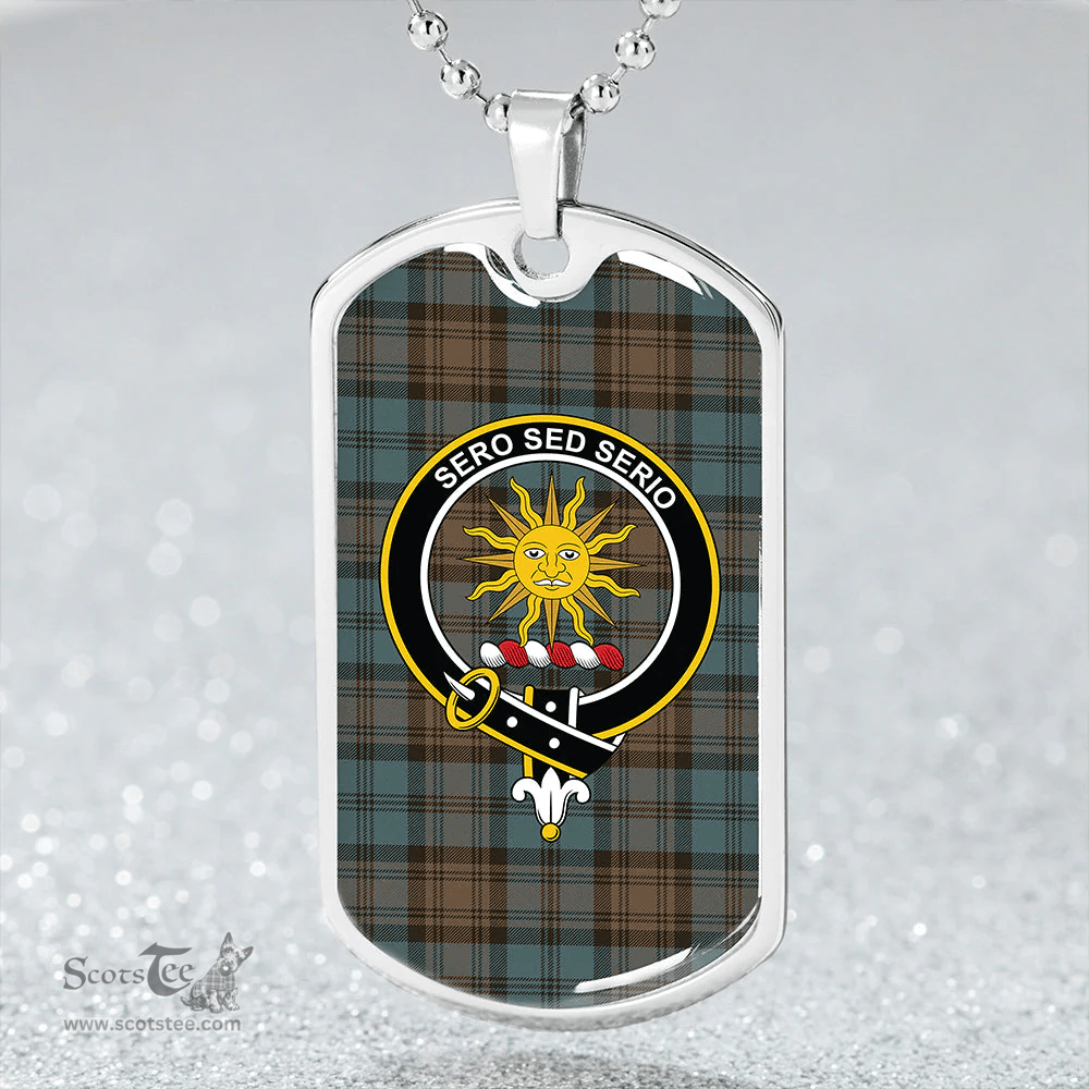 ScottishPlaid Kerr Hunting Weathered Clan Tartan Dog Tag Necklace - Crest Classic Scottish Plaid Tartan Plaid